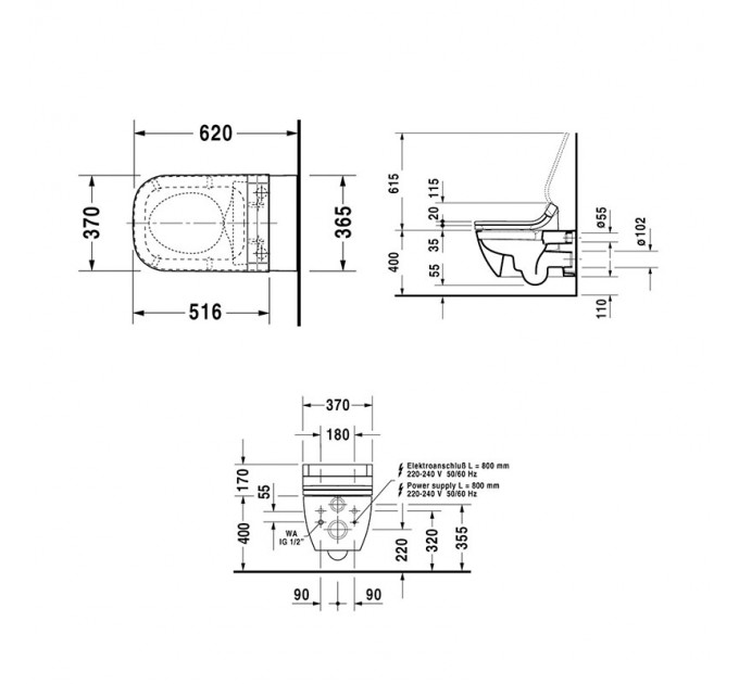 Унітаз підвісний Duravit Happy D.2 2550590000